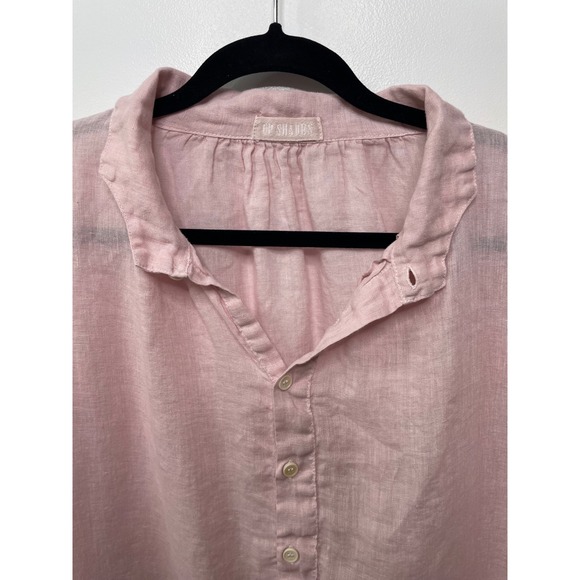 CP SHADES Linen Oversized Tunic Shirt Baby Pink Button Up Lagenlook Coastal L - Picture 2 of 9
